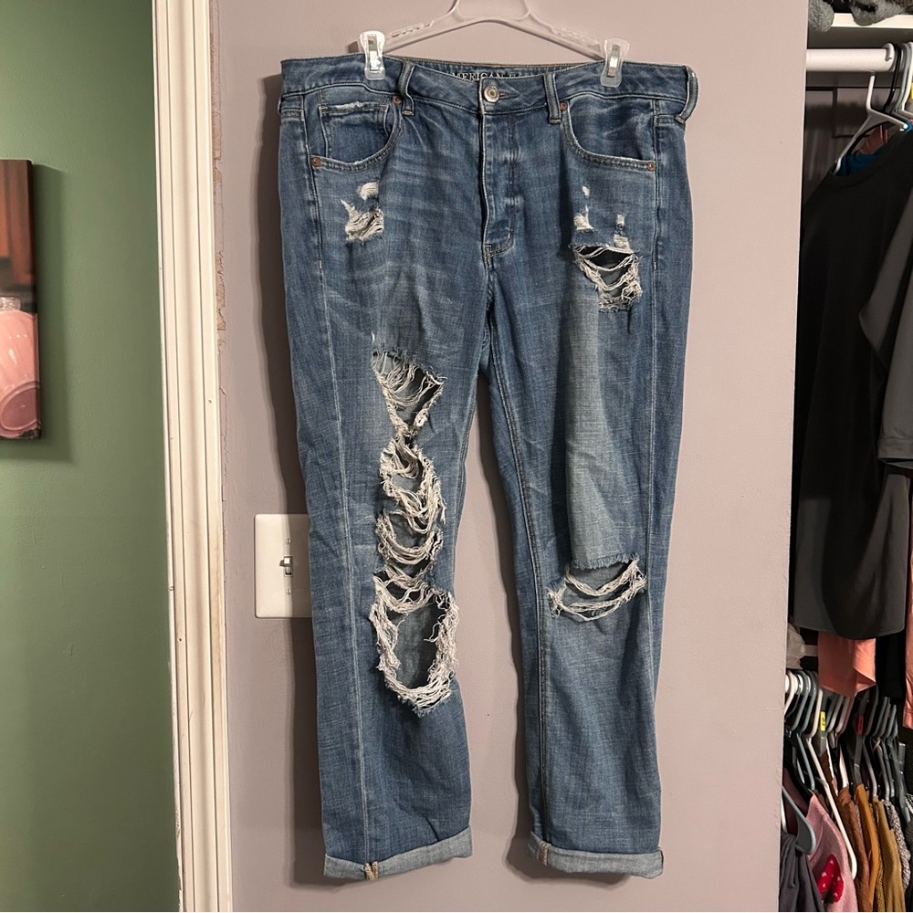 Distressed Blue Jeans